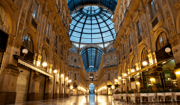 Luxury Mall Milan at night