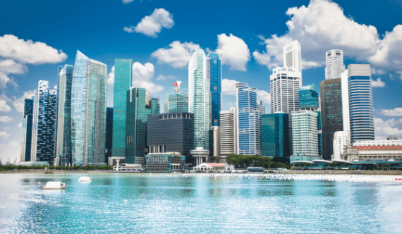 Blue skyes Singapore city view