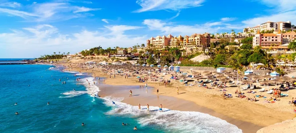 El Duque beach in Tenerife, famous Adeje coast on Canary island