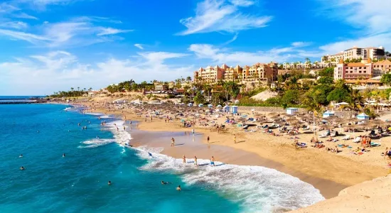 El Duque beach in Tenerife, famous Adeje coast on Canary island