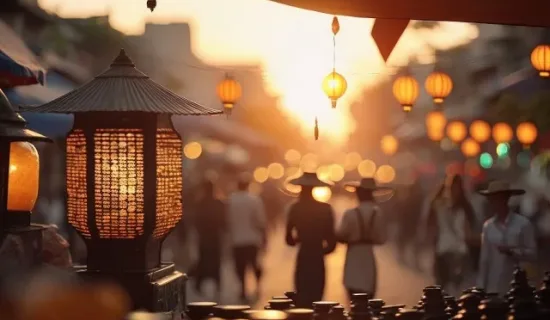 Local street in small town vietnam